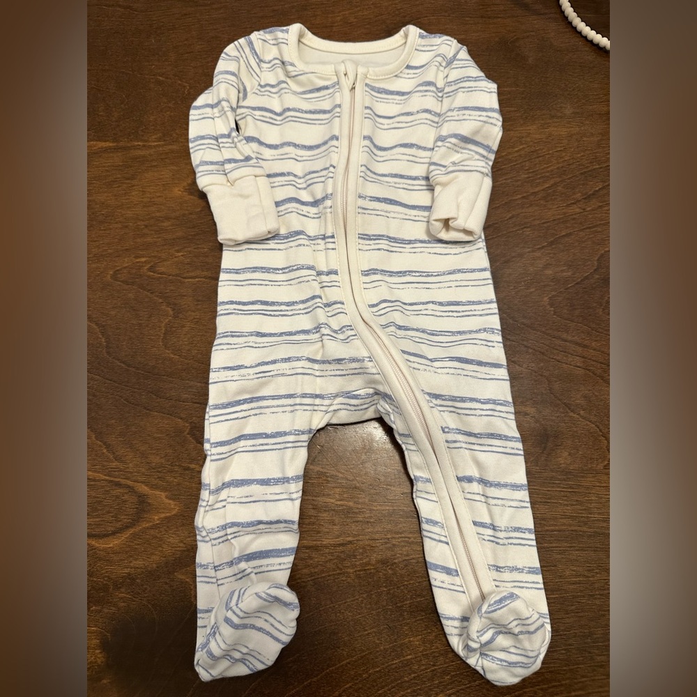 Striped Blue and White Baby PJ by Colored Organics